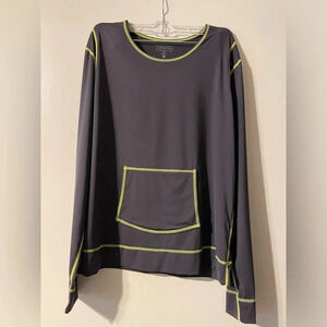 Athleta Long Sleeve Gray Yellow Rash Guard Sun Protection Swim Top Size X Large